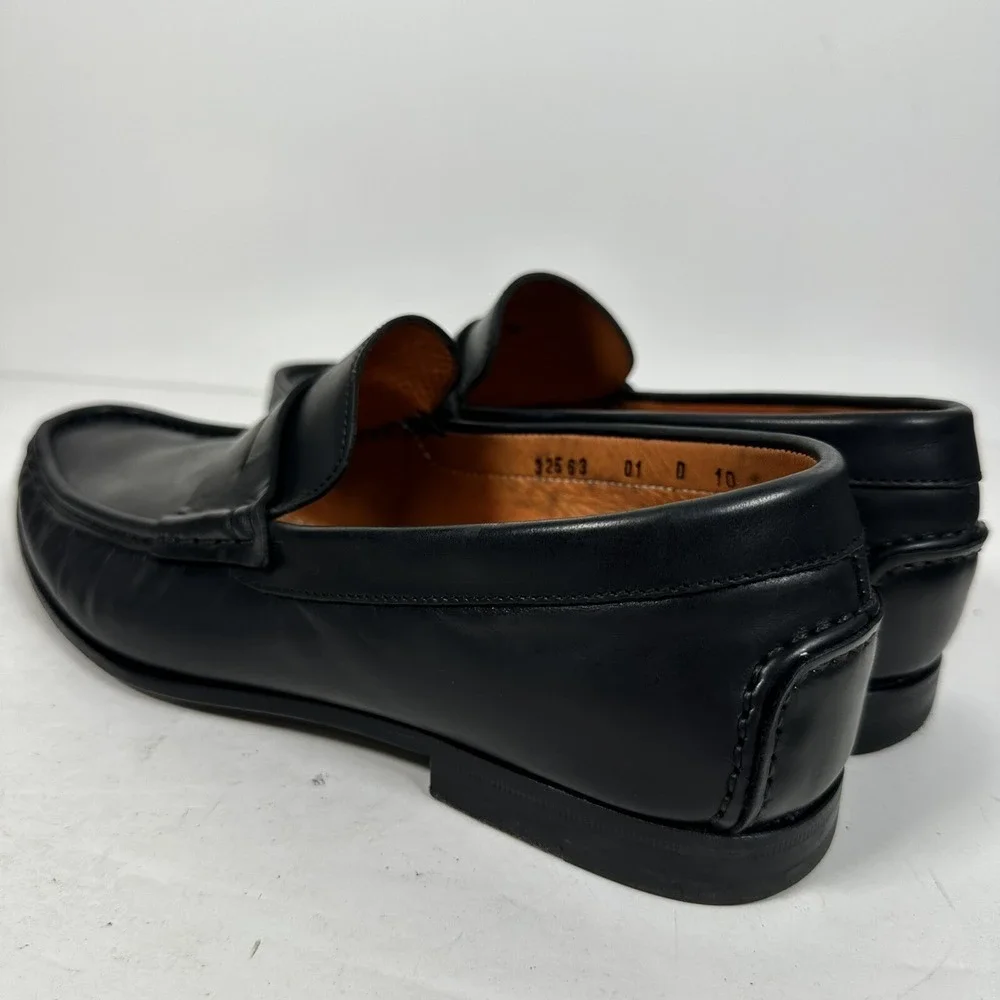 Santoni Fergus Black Penny Loafer Men's Shoes Size 10 D Made In Italy‎ Fast Ship